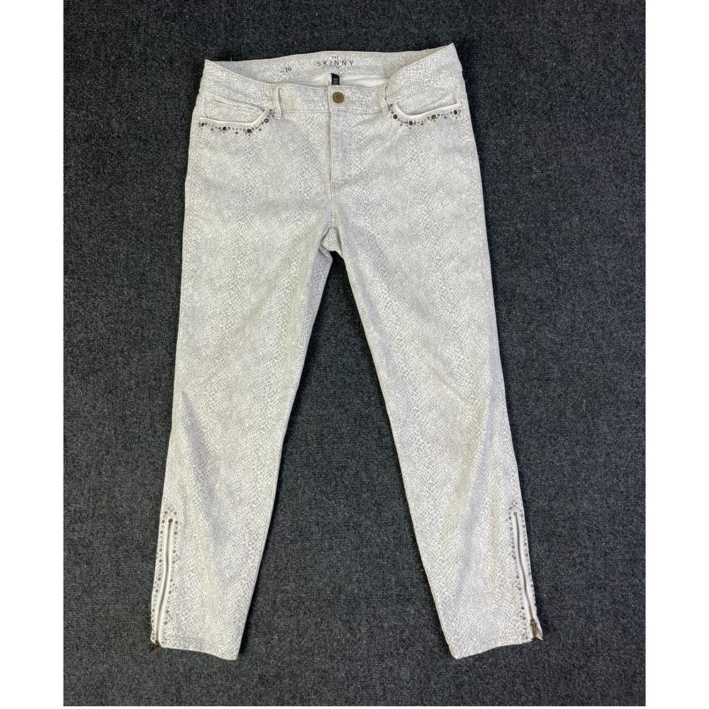 White House Black Market Snakeskin Print Embellished Crop Pants Size 10